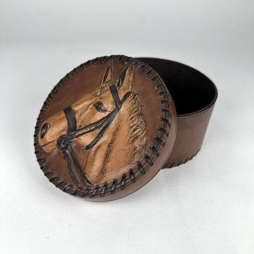 Vtg hand tooled horse embossed - vtg,