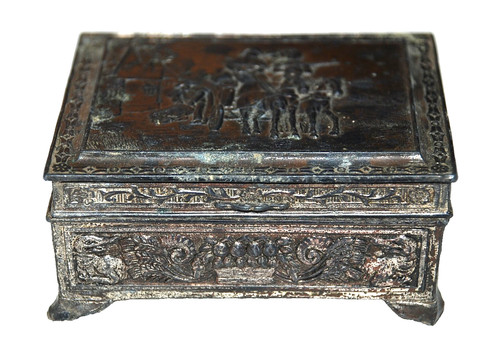Silvered brass repousse relief - brass,