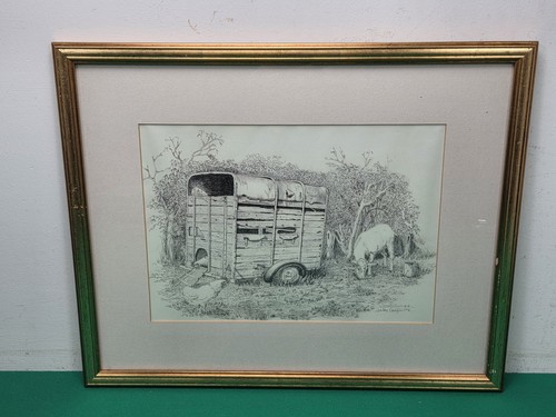 Framed abandoned horsebox - framed,