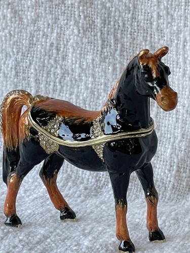 Jeweled horse black trinket - horse,